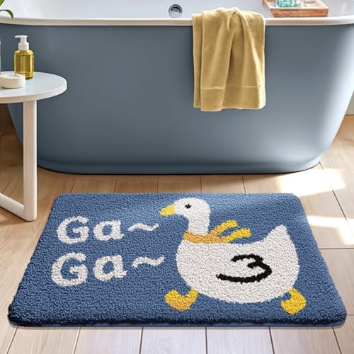 Badezimmermatte Niedliche Blaue Tiere Bath Mat Mikrofaser Badmatte Waschbar Badezimmerteppich rutschfest Badematte Schnelltrocknend Badezimmermatten Verdicken Badmatten Badvorleger 40x60cm von LNXSESN
