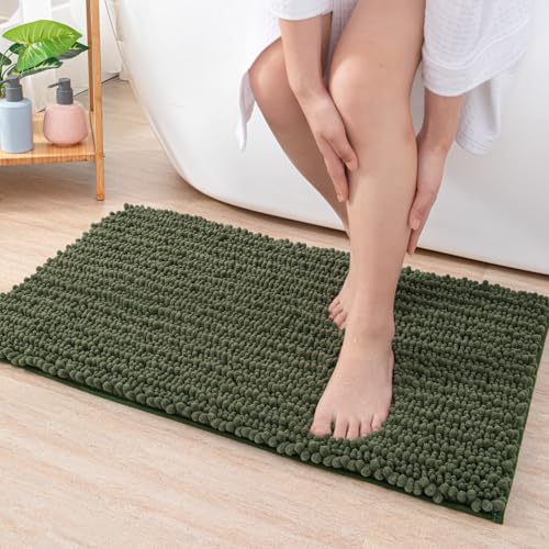 Badezimmermatte Olivengrünes Muster Badmatte Mikrofaser Bath Mat Waschbar Badezimmerteppich Duschvorleger rutschfest Badematte Schnelltrocknend Badvorleger Verdicken Badezimmermatten 50x80cm von LNXSESN