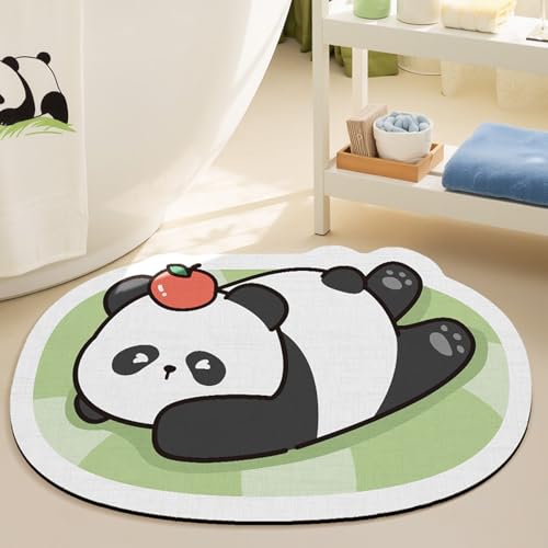 Badezimmermatte Panda Grün Schwarz Bath Mat Mikrofaser Badmatte Langlebig Badezimmerteppich rutschfest Badematte Schnelltrocknend Duschvorleger Verdicken Badvorleger Waschbar Badezimmermatten 40x60cm von LNXSESN