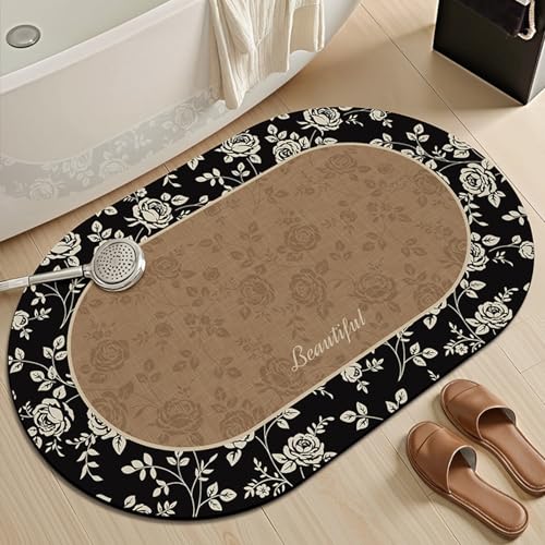 Badezimmermatte Rose Retro Muster Bath Mat Mikrofaser Badmatte Langlebig Badezimmerteppich rutschfest Badematte Schnelltrocknend Duschvorleger Verdicken Badvorleger Waschbar Badezimmermatten 50x80cm Badezimmermatte Rose Retro Muster Bath Mat Mikrofaser Badmatte Langlebig Badezimmerteppich rutschfest Badematte Schnelltrocknend Duschvorleger Verdicken Badvorleger Waschbar Badezimmermatten 50x80cm von LNXSESN