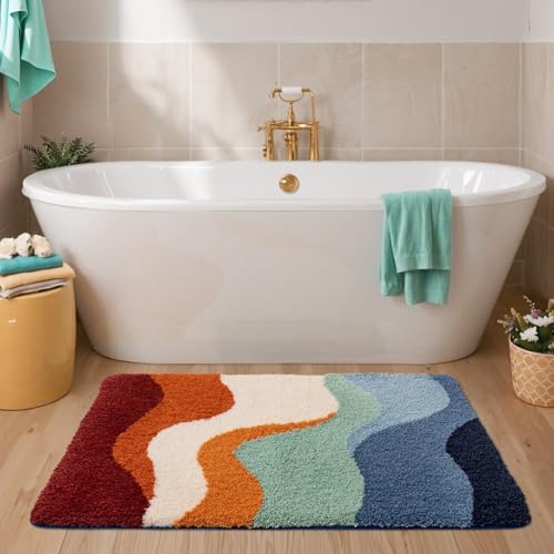 Badezimmermatte Rot Orange Grün Badmatte Mikrofaser Bath Mat Waschbar Badezimmerteppich Duschvorleger rutschfest Badematte Schnelltrocknend Badvorleger Verdicken Badezimmermatten 40x60cm Badezimmermatte Rot Orange Grün Badmatte Mikrofaser Bath Mat Waschbar Badezimmerteppich Duschvorleger rutschfest Badematte Schnelltrocknend Badvorleger Verdicken Badezimmermatten 40x60cm von LNXSESN