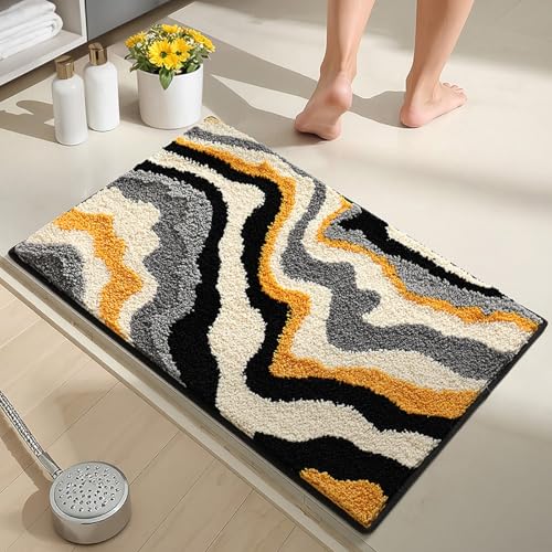 Badezimmermatte Schwarz Kaffee Rot Bath Mat Mikrofaser Badmatte Waschbar Badezimmerteppich rutschfest Badematte Schnelltrocknend Badezimmermatten Verdicken Badmatten Badvorleger 50x80cm von LNXSESN