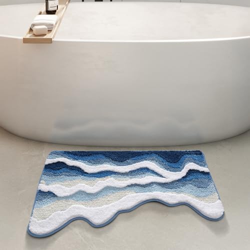 Badezimmermatte Weiße Blaue Graffiti Bath Mat Mikrofaser Badmatte Waschbar Badezimmerteppich rutschfest Badematte Schnelltrocknend Badezimmermatten Verdicken Badmatten Badvorleger 50x80cm Badezimmermatte Weiße Blaue Graffiti Bath Mat Mikrofaser Badmatte Waschbar Badezimmerteppich rutschfest Badematte Schnelltrocknend Badezimmermatten Verdicken Badmatten Badvorleger 50x80cm von LNXSESN