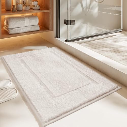 Badezimmermatte Weißes Rechteck Badmatte Mikrofaser Bath Mat Waschbar Badezimmerteppich Duschvorleger rutschfest Badematte Schnelltrocknend Badvorleger Verdicken Badezimmermatten 40x60cm von LNXSESN
