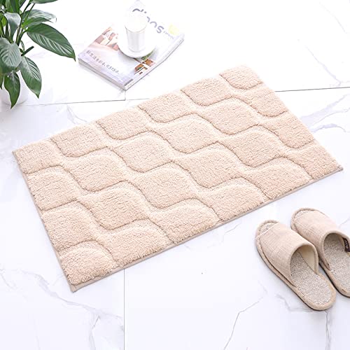 Badezimmerteppich Beige Badematte Flauschig Mikrofaser Badvorleger rutschfest Duschvorleger Schnelltrocknend Badteppich Waschbar Duschvorleger Verdicken Badematten Badmatte 50x80cm