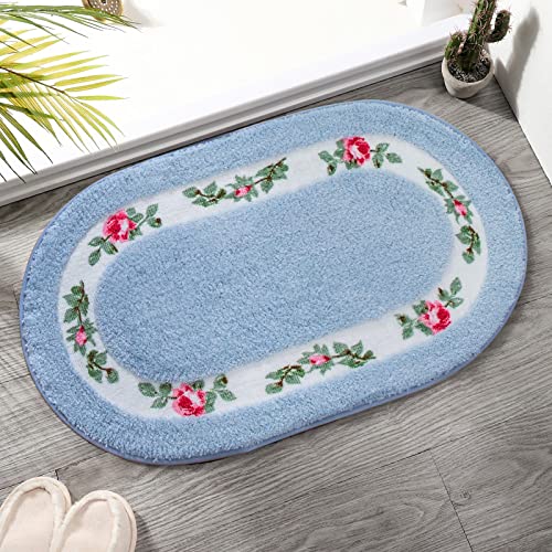 Badezimmerteppich Blaue Rosa Blume Badematte Flauschig Mikrofaser Badvorleger rutschfest Duschvorleger Schnelltrocknend Badteppich Waschbar Duschvorleger Verdicken Badematten Badmatte 40x60cm Badezimmerteppich Blaue Rosa Blume Badematte Flauschig Mikrofaser Badvorleger rutschfest Duschvorleger Schnelltrocknend Badteppich Waschbar Duschvorleger Verdicken Badematten Badmatte 40x60cm von LNXSESN