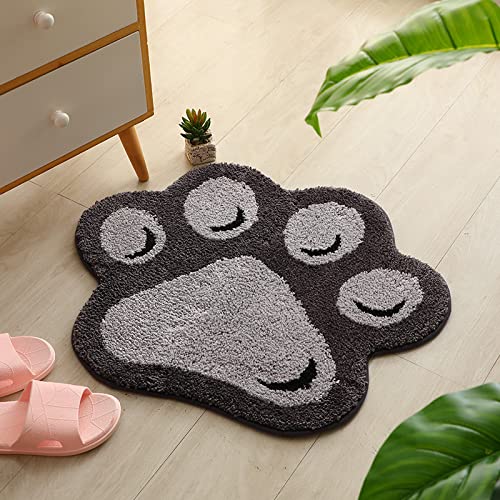 Badezimmerteppich Graue Hundepfote Badematte Flauschig Mikrofaser Badvorleger rutschfest Duschvorleger Schnelltrocknend Badteppich Waschbar Duschvorleger Verdicken Badematten Badmatte 50x80cm von LNXSESN
