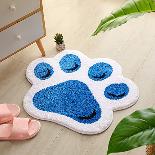 Badezimmerteppich Himmelblau Weiß Badematte Flauschig Mikrofaser Badvorleger rutschfest Duschvorleger Schnelltrocknend Badteppich Waschbar Duschvorleger Verdicken Badematten Badmatte 40x60cm von LNXSESN