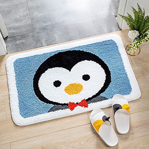 Badezimmerteppich Nettes Pinguin-Blau Badematte Flauschig Mikrofaser Badvorleger rutschfest Duschvorleger Schnelltrocknend Badteppich Waschbar Duschvorleger Verdicken Badematten Badmatte 50x80cm von LNXSESN