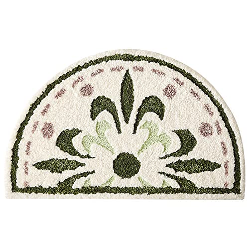 Badezimmerteppich Olivgrün Weiß Badematte Flauschig Mikrofaser Badvorleger rutschfest Duschvorleger Schnelltrocknend Badteppich Waschbar Duschvorleger Verdicken Badematten Badmatte 40x60cm von LNXSESN