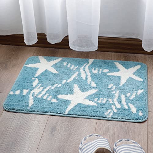 Badezimmerteppich Seestern Blau Weiß Badematte Flauschig Mikrofaser Badvorleger rutschfest Duschvorleger Schnelltrocknend Badteppich Waschbar Duschvorleger Verdicken Badematten Badmatte 50x80cm Badezimmerteppich Seestern Blau Weiß Badematte Flauschig Mikrofaser Badvorleger rutschfest Duschvorleger Schnelltrocknend Badteppich Waschbar Duschvorleger Verdicken Badematten Badmatte 50x80cm von LNXSESN