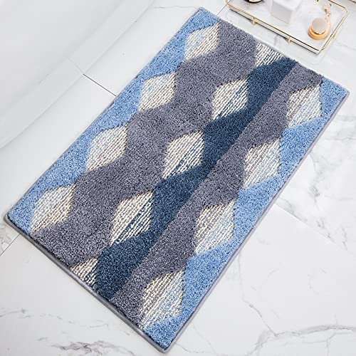 Badezimmerteppich Taubengrau Himmelblau Badematte Flauschig Mikrofaser Badvorleger Rutschfest Duschvorleger Schnelltrocknend Badteppich Waschbar Badmatte Verdicken Badematten & Badteppiche 50x80cm von LNXSESN