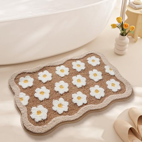 Bath Mat Braune Blumen Badezimmerteppich Mikrofaser Badematte Langlebig rutschfest Badmatte Schnelltrocknend Badvorleger Verdicken Badteppich Waschbar Badeteppich Bathroom Mat 50x80cm Bath Mat Braune Blumen Badezimmerteppich Mikrofaser Badematte Langlebig rutschfest Badmatte Schnelltrocknend Badvorleger Verdicken Badteppich Waschbar Badeteppich Bathroom Mat 50x80cm von LNXSESN