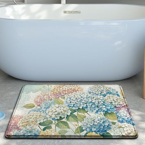 Bath Mat Bunte Blume Badezimmerteppich Mikrofaser Badematte Langlebig rutschfest Badmatte Schnelltrocknend Badvorleger Verdicken Badteppich Waschbar Badeteppich Bathroom Mat 40x60cm von LNXSESN