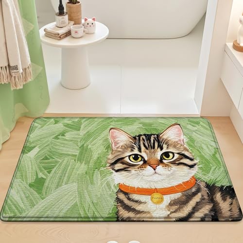 Bath Mat Frucht Grüne Katze Badezimmerteppich Mikrofaser Badematte Langlebig rutschfest Badmatte Schnelltrocknend Badvorleger Verdicken Badteppich Waschbar Badeteppich Bathroom Mat 40x60cm Bath Mat Frucht Grüne Katze Badezimmerteppich Mikrofaser Badematte Langlebig rutschfest Badmatte Schnelltrocknend Badvorleger Verdicken Badteppich Waschbar Badeteppich Bathroom Mat 40x60cm von LNXSESN