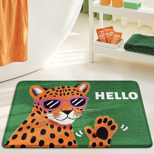 Bath Mat Grünes Schwarzes Tier Badezimmerteppich Mikrofaser Badematte Langlebig rutschfest Badmatte Schnelltrocknend Badvorleger Verdicken Badteppich Waschbar Badeteppich Bathroom Mat 50x80cm von LNXSESN