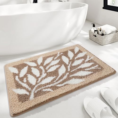 Bath Mat Kaffee Weiße Blätter Badezimmerteppich Mikrofaser Badematte Langlebig rutschfest Badmatte Schnelltrocknend Badvorleger Verdicken Badteppich Waschbar Badeteppich Bathroom Mat 50x80cm Bath Mat Kaffee Weiße Blätter Badezimmerteppich Mikrofaser Badematte Langlebig rutschfest Badmatte Schnelltrocknend Badvorleger Verdicken Badteppich Waschbar Badeteppich Bathroom Mat 50x80cm von LNXSESN