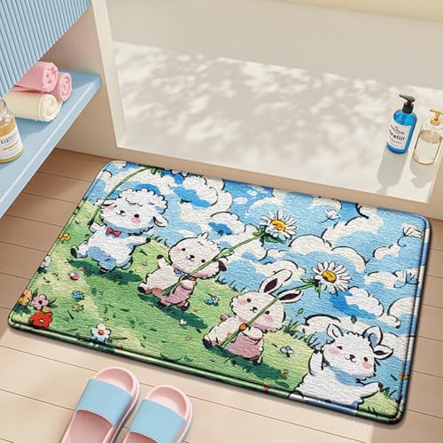 Bath Mat Kaninchen Blaue Schafe Badezimmerteppich Mikrofaser Badematte Langlebig rutschfest Badmatte Schnelltrocknend Badvorleger Verdicken Badteppich Waschbar Badeteppich Bathroom Mat 40x60cm Bath Mat Kaninchen Blaue Schafe Badezimmerteppich Mikrofaser Badematte Langlebig rutschfest Badmatte Schnelltrocknend Badvorleger Verdicken Badteppich Waschbar Badeteppich Bathroom Mat 40x60cm von LNXSESN