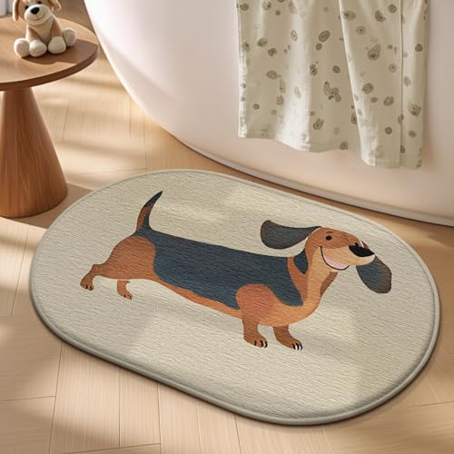 Bath Mat Netter Brauner Hund Badezimmerteppich Mikrofaser Badematte Langlebig rutschfest Badmatte Schnelltrocknend Badvorleger Verdicken Badteppich Waschbar Badeteppich Bathroom Mat 40x60cm von LNXSESN