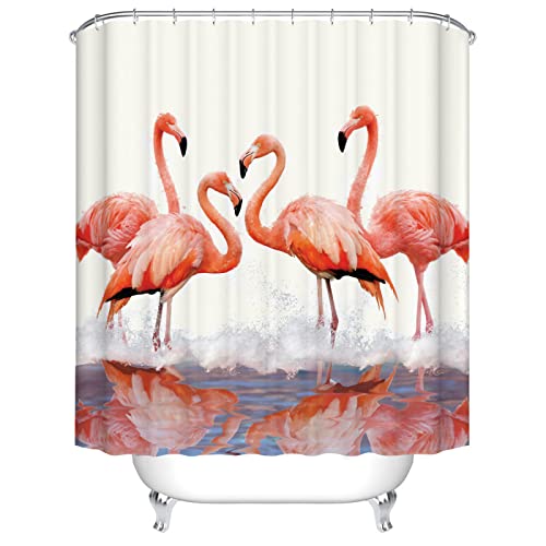 Duschvorhang 240x200 Weißer Flamingo Shower Curtains Polyester Duschvorhänge Antibakteriell Shower Curtain Duschvorhang Antischimmel mit 12 Duschvorhangringen Duschvorhang Badewanne von LNXSESN