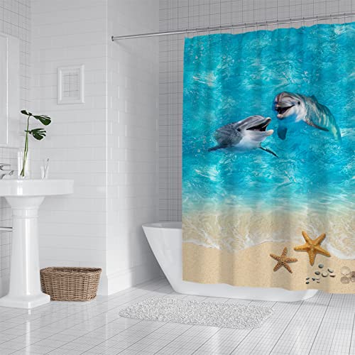 Duschvorhang Strand-Delphin-Seestern Shower Curtains Polyester Duschvorhänge Antibakteriell Shower Curtain Duschvorhang Antischimmel mit 12 Duschvorhangringen Duschvorhang Badewanne 150x180cm Duschvorhang Strand-Delphin-Seestern Shower Curtains Polyester Duschvorhänge Antibakteriell Shower Curtain Duschvorhang Antischimmel mit 12 Duschvorhangringen Duschvorhang Badewanne 150x180cm von LNXSESN
