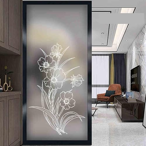 Fensterfolie Abstrakte Blume Graffiti Milchglasfolie Selbstklebend Sichtschutzfolie Fenster Klebefolie Fenster Sichtschutz Bad Folie für Fenster Fensterfolie Blickdicht von Aussen 40x120cm/1 Pcs von LNXSESN