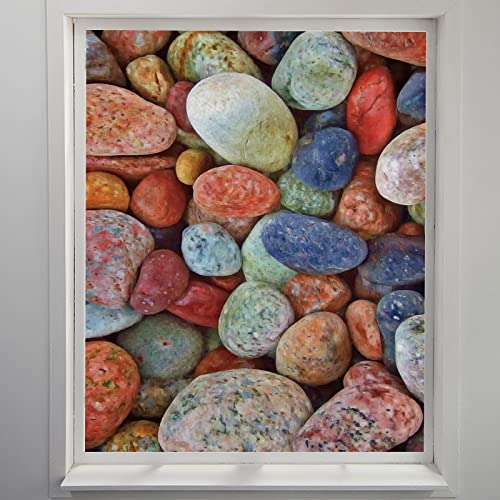 Fensterfolie Blaue Rote Kieselsteine Sichtschutzfolie Fenster Klebstofffrei Fensterfolie Blickdicht Milchglasfolie Selbstklebend Fenster Fensterfolie Selbsthaftend Folie Fenster Sichtschutz 80x200cm von LNXSESN