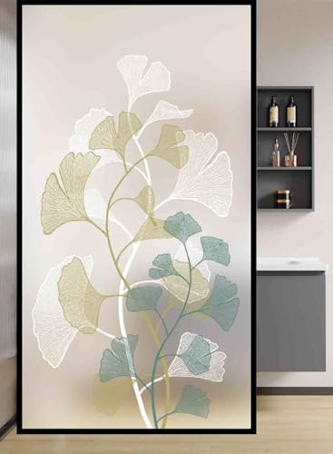 Fensterfolie Blickdicht Senf Gelb Blau Milchglasfolie Selbstklebend Sichtschutzfolie Fenster Klebefolie Fenster Sichtschutz Fensterfolie Milchglas Bad Fensterfolien 40x60cm/1 Pcs von LNXSESN