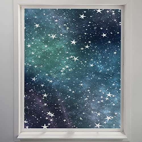 Fensterfolie Grüner Stern Blau Sichtschutzfolie Fenster Klebstofffrei Fensterfolie Blickdicht Milchglasfolie Selbstklebend Fenster Fensterfolie Selbsthaftend Folie Fenster Sichtschutz 45x200cm von LNXSESN