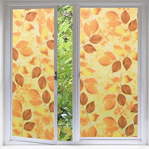 Fensterfolie Orangenblätter Sichtschutzfolie Fenster Klebstofffrei Fensterfolie Blickdicht Milchglasfolie Selbstklebend Fenster Fensterfolie Selbsthaftend Folie Fenster Sichtschutz 60x200cm von LNXSESN