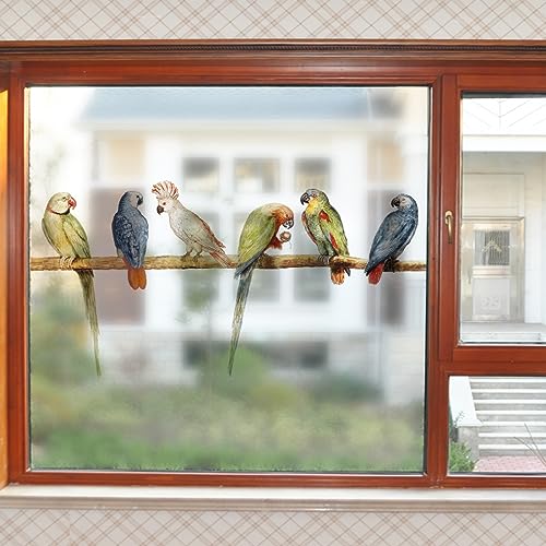 Fensterfolie Papagei Grüner Vogel Sichtschutzfolie Fenster Klebstofffrei Fensterfolie Blickdicht Milchglasfolie Selbstklebend Fenster Fensterfolie Selbsthaftend Folie Fenster Sichtschutz 58x60cm/1 Pcs von LNXSESN