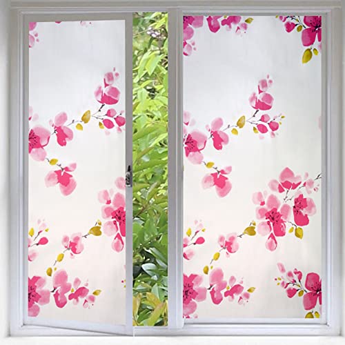 Fensterfolie Pflaumenblüte Sichtschutzfolie Fenster Klebstofffrei Fensterfolie Blickdicht Milchglasfolie Selbstklebend Fenster Fensterfolie Selbsthaftend Folie Fenster Sichtschutz 45x200cm von LNXSESN