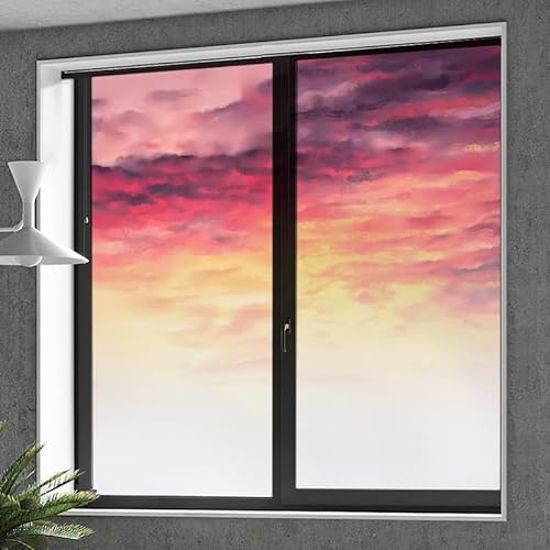 Fensterfolie Rosa Lila Gelb Milchglasfolie Fensterfolie Milchglas Selbstklebend Fensterfolie Sichtschutz Blickdicht Fenster Sichtschutzfolie Folie für Fenster Fensterfolie Bad 80x200cm/2 Pcs von LNXSESN