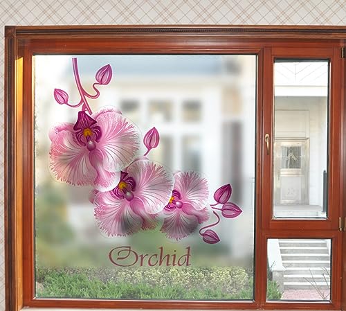 Fensterfolie Rosa Orchidee Sichtschutzfolie Fenster Klebstofffrei Fensterfolie Blickdicht Milchglasfolie Selbstklebend Fenster Fensterfolie Selbsthaftend Folie Fenster Sichtschutz 58x60cm/1 Pcs von LNXSESN
