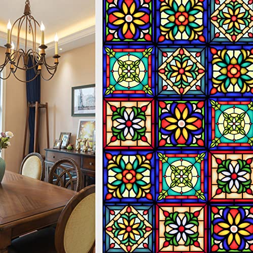 Fensterfolie Royal Blue Orange Sichtschutzfolie Fenster Klebstofffrei Fensterfolie Blickdicht Milchglasfolie Selbstklebend Fenster Fensterfolie Selbsthaftend Folie Fenster Sichtschutz 45x100cm von LNXSESN