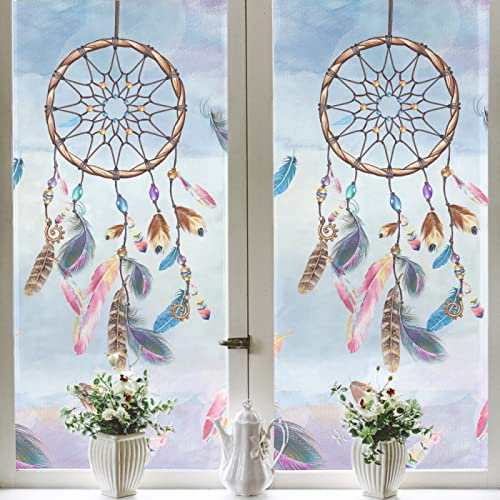 Fensterfolie Traumfänger Sichtschutzfolie Fenster Klebstofffrei Fensterfolie Blickdicht Milchglasfolie Selbstklebend Fenster Fensterfolie Selbsthaftend Folie Fenster Sichtschutz 45x58cm von LNXSESN