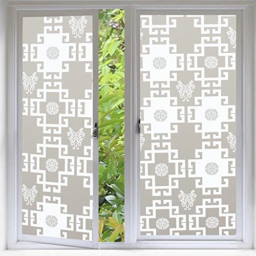 Fensterfolie Vintage Weiß Sichtschutzfolie Fenster Klebstofffrei Fensterfolie Blickdicht Milchglasfolie Selbstklebend Fenster Fensterfolie Selbsthaftend Folie Fenster Sichtschutz 45x200cm von LNXSESN