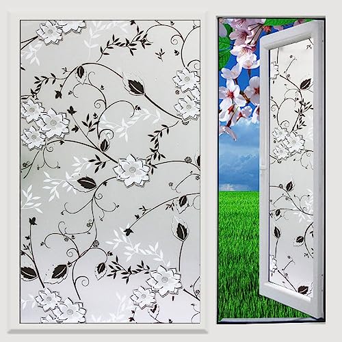 Fensterfolie Weiß Grau Schwarz Sichtschutzfolie Fenster Klebstofffrei Fensterfolie Blickdicht Milchglasfolie Selbstklebend Fenster Fensterfolie Selbsthaftend Folie Fenster Sichtschutz 45x200cm von LNXSESN