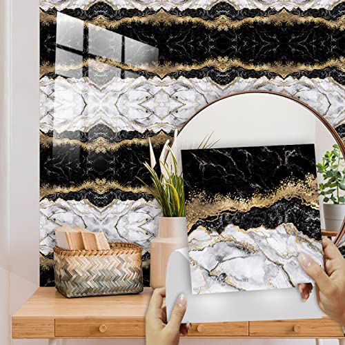 Fliesenaufkleber Grau Gold Schwarz Küchenrückwand Selbstklebend PVC Klebefliesen Hitzebeständig Mosaikfliesen Wasserdicht Fliesenaufkleber Bad Ölfest Spritzschutz Fliesenfolie 15x15cm/10 Pcs Fliesenaufkleber Grau Gold Schwarz Küchenrückwand Selbstklebend PVC Klebefliesen Hitzebeständig Mosaikfliesen Wasserdicht Fliesenaufkleber Bad Ölfest Spritzschutz Fliesenfolie 15x15cm/10 Pcs von LNXSESN