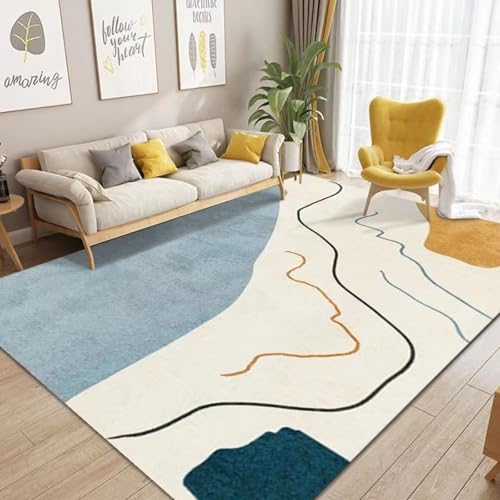Fußmatte Abstrakt Beige Blau Carpet Rugs for Living Room Polyester Fussmatte Aussen Fußmatte Außen Innen Waschbar Outdoor Teppich Wohnzimmer Schmutzfangmatte Fusmatte Fußmatten Haustür 50x80cm von LNXSESN