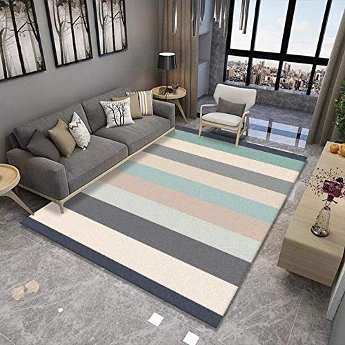 Fußmatte Beige Grün Streifen Rugs for Living Room Polyester Verdicken Fussmatte Aussen Teppisch Waschbar Teppich Wohnzimmer Schmutzfangmatte Fussmatte Fußmatten Haustür Doormat Außen Innen 100x120cm von LNXSESN