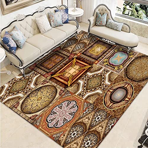 Fußmatte Braun Gold Retro Rugs for Living Room Polyester Fussmatte Aussen Fußmatte Außen Innen Waschbar Teppiche Wohnzimmer Fusmatte Schmutzfangmatte Fußmatten Haustür Verdicken Doormat 120x160cm Fußmatte Braun Gold Retro Rugs for Living Room Polyester Fussmatte Aussen Fußmatte Außen Innen Waschbar Teppiche Wohnzimmer Fusmatte Schmutzfangmatte Fußmatten Haustür Verdicken Doormat 120x160cm von LNXSESN