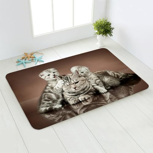 Fußmatte Braun Grau Tier Rugs for Living Room Polyester Verdicken Fussmatte Aussen Teppisch Waschbar Teppich Wohnzimmer Schmutzfangmatte Fussmatte Fußmatten Haustür Doormat Außen Innen 150x200cm von LNXSESN