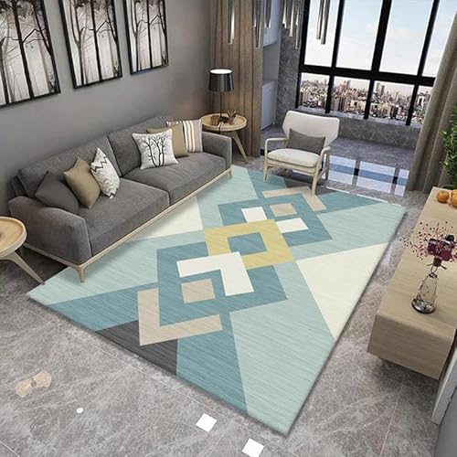 Fußmatte Gelb Minzgrün Rugs for Living Room Polyester Verdicken Fussmatte Aussen Teppisch Waschbar Teppich Wohnzimmer Schmutzfangmatte Fussmatte Fußmatten Haustür Doormat Außen Innen 100x120 von LNXSESN