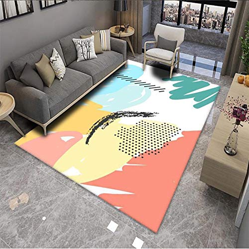 Fußmatte Gelbe Creme Weiß Carpet Rugs for Living Room Polyester Fussmatte Aussen Fußmatte Außen Innen Waschbar Outdoor Teppich Wohnzimmer Schmutzfangmatte Fusmatte Fußmatten Haustür 100x150cm von LNXSESN