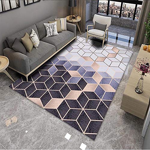 Fußmatte Goldblaue Geometrie Carpet Rugs for Living Room Polyester Fussmatte Aussen Fußmatte Außen Innen Waschbar Outdoor Teppich Wohnzimmer Schmutzfangmatte Fusmatte Fußmatten Haustür 120x160 von LNXSESN