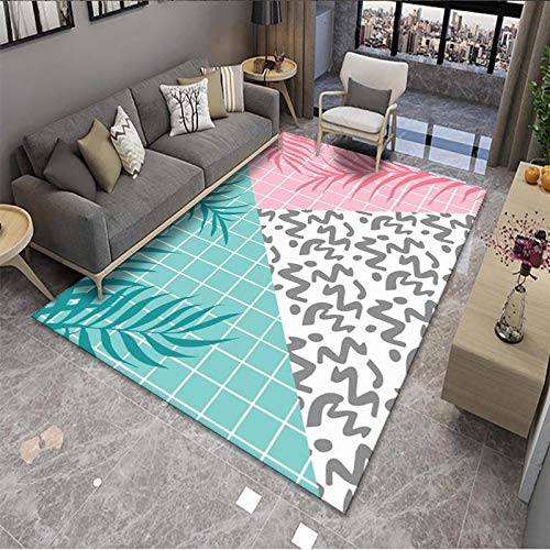 Fußmatte Graue Blätter Rosa Carpet Rugs for Living Room Polyester Fussmatte Aussen Fußmatte Außen Innen Waschbar Outdoor Teppich Wohnzimmer Schmutzfangmatte Fusmatte Fußmatten Haustür 40x60cm von LNXSESN