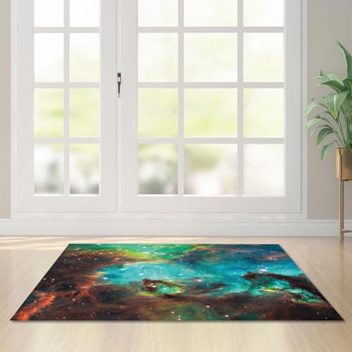 Fußmatte Grün Blau Orange Rugs for Living Room Polyester Fussmatte Aussen Fußmatte Außen Innen Waschbar Teppiche Wohnzimmer Fusmatte Schmutzfangmatte Fußmatten Haustür Verdicken Doormat 80x120cm von LNXSESN