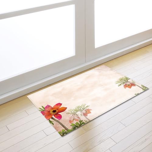Fußmatte Grüne Beige Pflanze Rugs for Living Room Polyester Fussmatte Aussen Fußmatte Außen Innen Waschbar Teppiche Wohnzimmer Fusmatte Schmutzfangmatte Fußmatten Haustür Verdicken Doormat 100x120 von LNXSESN