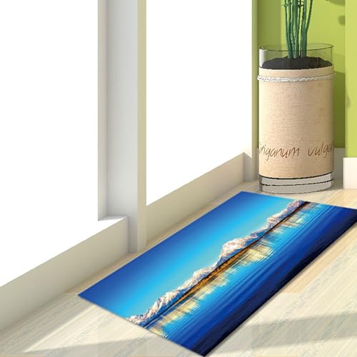 Fußmatte Himmelblauer Berg Rugs for Living Room Polyester Fussmatte Aussen Fußmatte Außen Innen Waschbar Teppiche Wohnzimmer Fusmatte Schmutzfangmatte Fußmatten Haustür Verdicken Doormat 120x160cm von LNXSESN